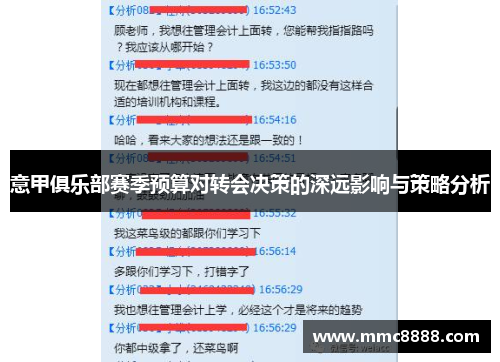 意甲俱乐部赛季预算对转会决策的深远影响与策略分析